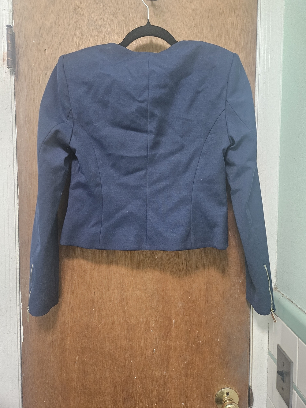 Ted Baker Navy Ruffle Zip Front Jacket - Picture 9 of 9